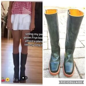 Vtg Women's Frye Campus Boots Hunter Green Square Toe 14L Size 7.5 RARE